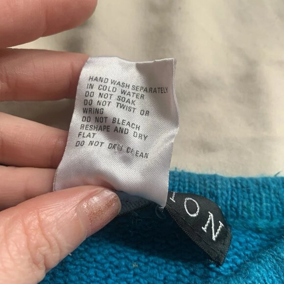 I.B. Diffusion VTG 90s Beaded Silk Blend Angora Sweater Women's Size M Blue - Picture 10 of 16